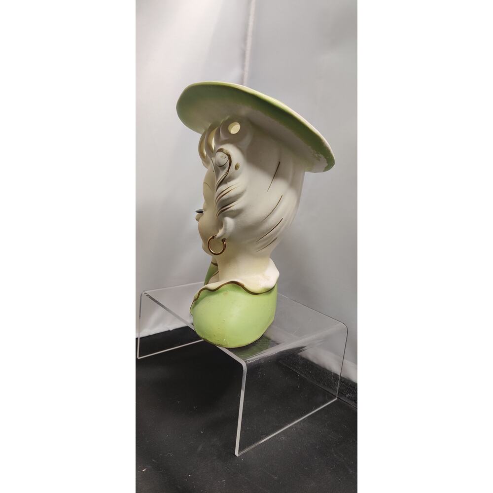 Vintage Green Hat Hand to Head Headache Lady Head Vase Planter Kitsch MidCentury - Picture 4 of 12